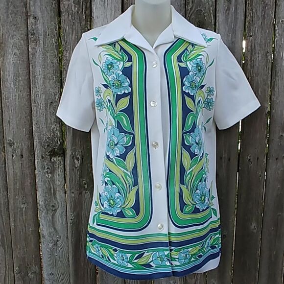Vintage Polyester Hawaiian Floral Shirt Short - Picture 1 of 6